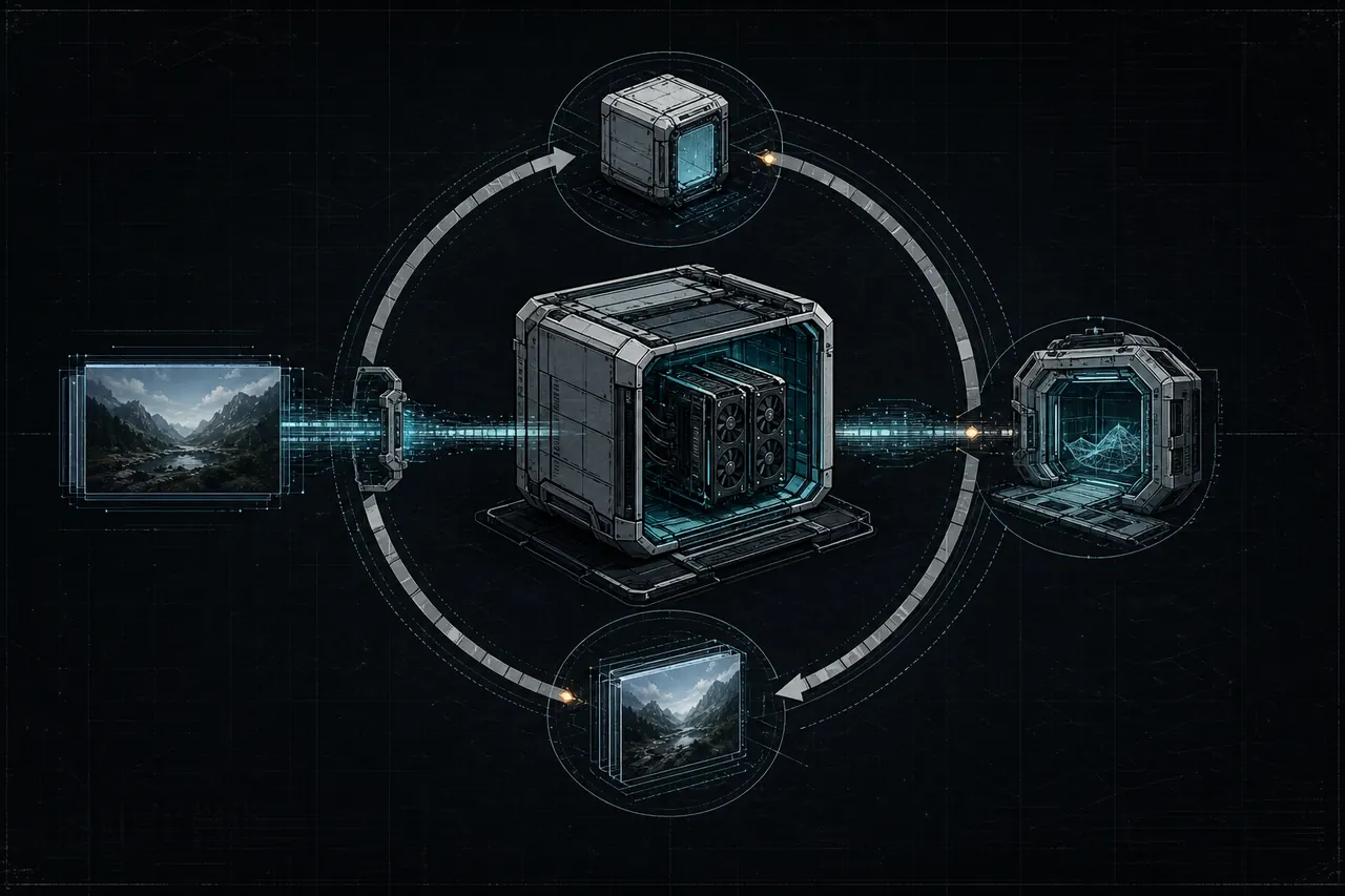 Technical systems artwork for RunPod Media Orchestrator